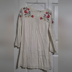 Old Navy Cream Dress with Floral Embroidery